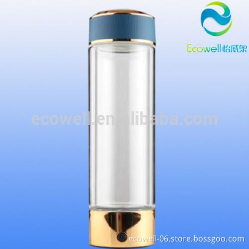 380ML platinum plate hydrogen water maker with double walled glass body